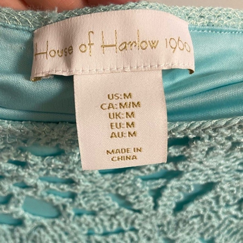 House of Harlow 1960 Sky green Crochet maxi skirt set Medium NWT - Picture 9 of 10